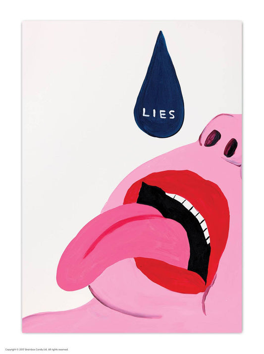 Funny A6 Art Postcard By David Shrigley - Lies