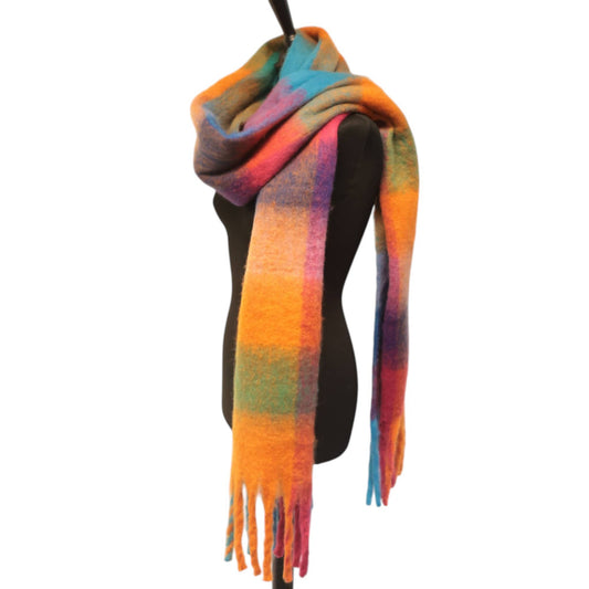 Pinks, Blue’s, & Orange’s Check Chunky Winter Scarf