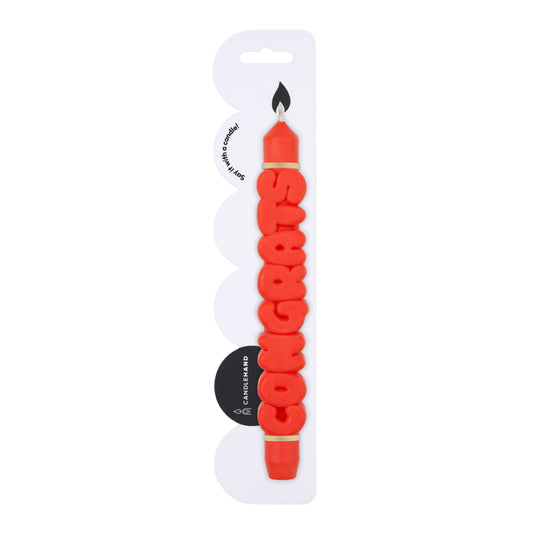 CandleHand Taper candle - CONGRATS - Orange