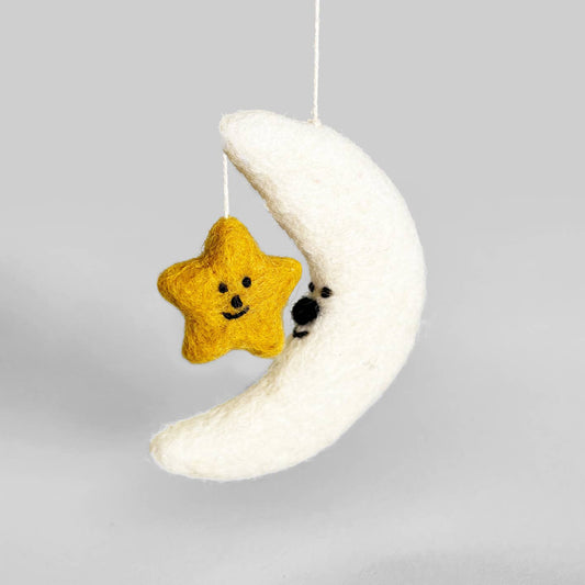 Moon & Star Hanging Felt Ornament