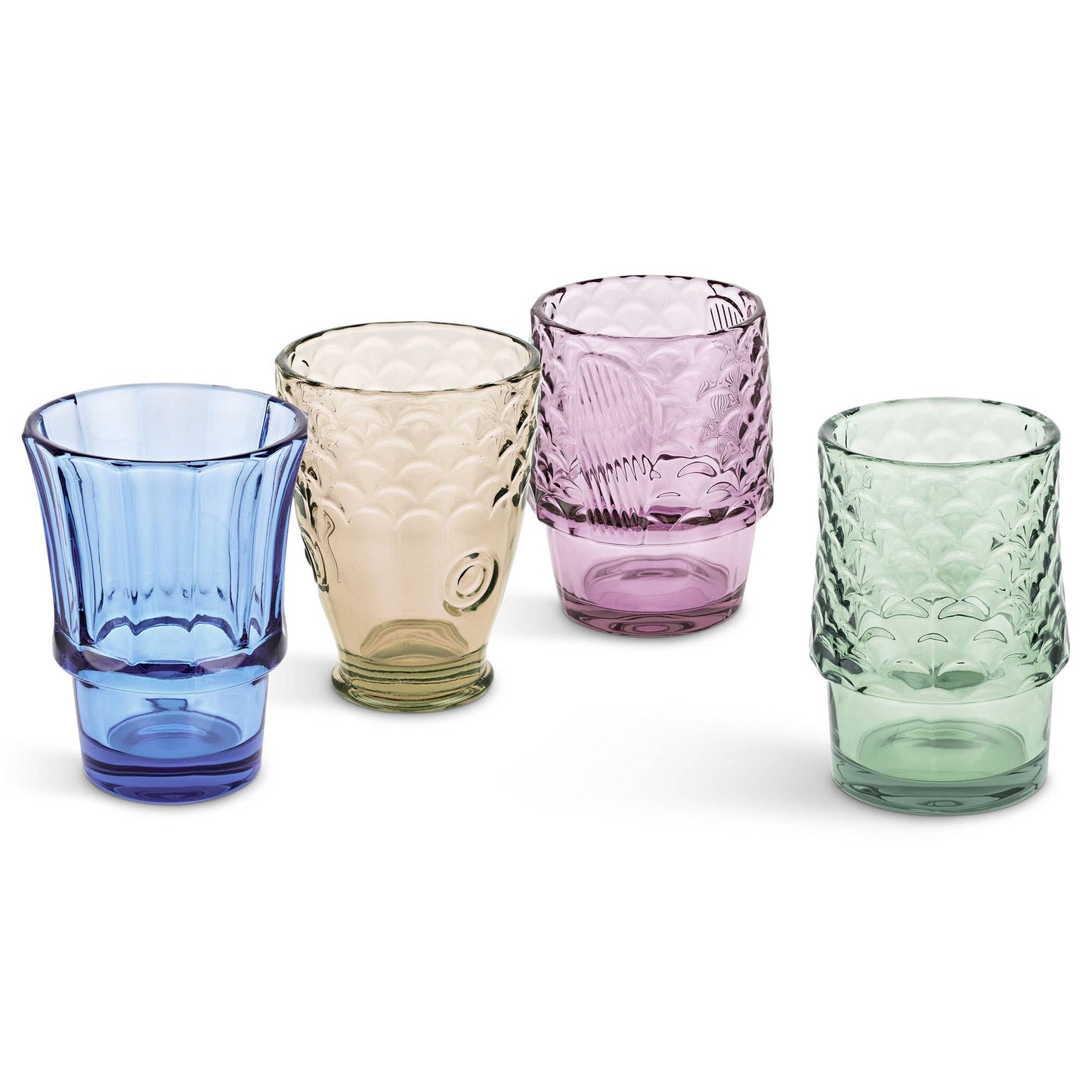 Fish Stacking Drinking Glass - Set of 4 - Rainbow