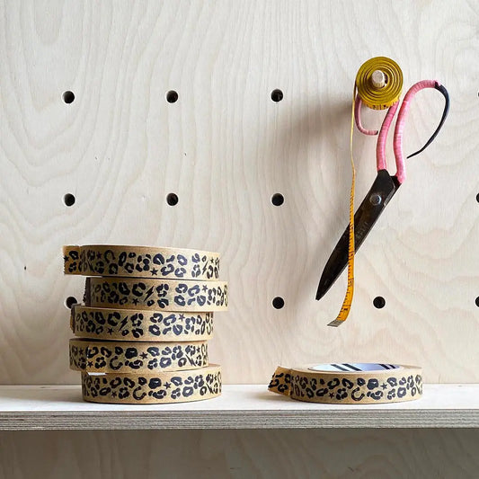 Eco Paper Adhesive Kraft Tape with Black Leopard Print