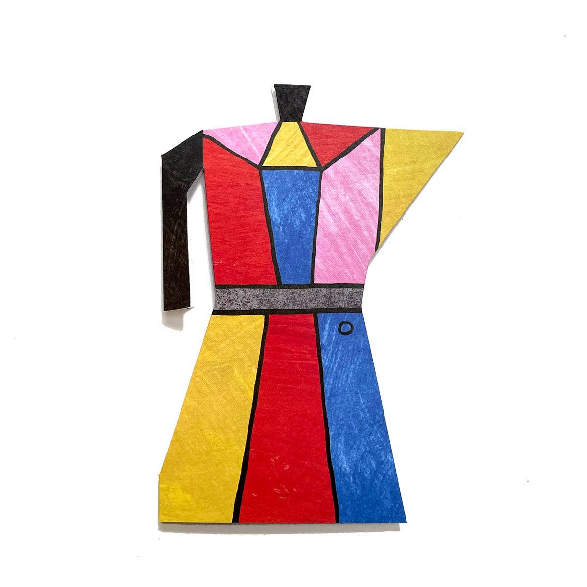 Colour Block Coffee Pot Shaped Greeting Card