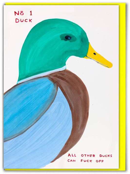 Funny Greetings Card - No. 1 Duck by David Shrigley