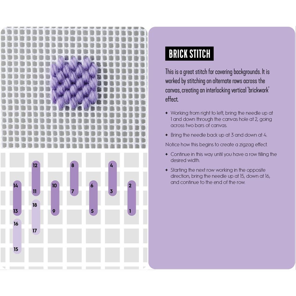 Needlepoint: A modern stitch directory in 50 cards