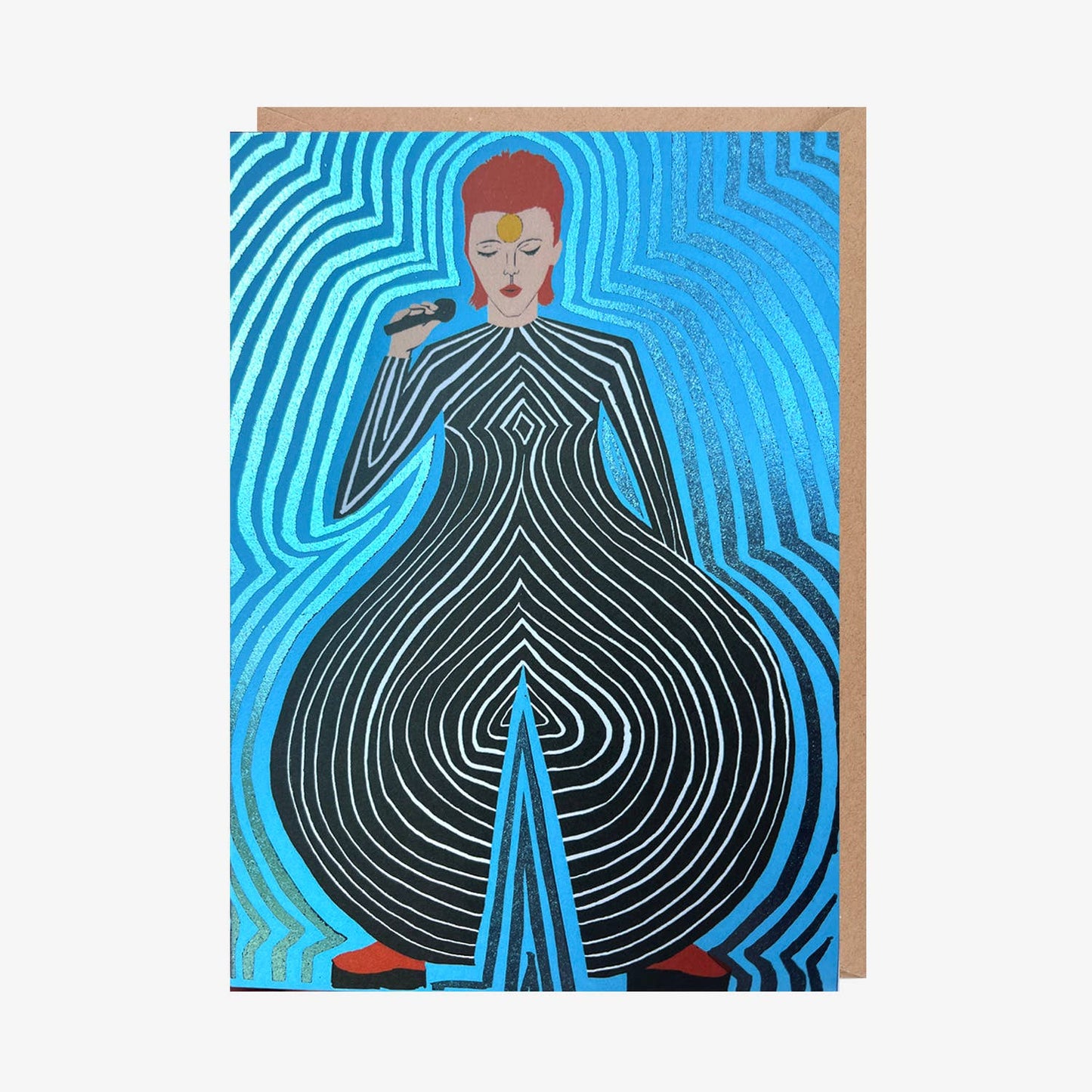 Greeting Card - David Bowie, Blue Background (Foil Finish)
