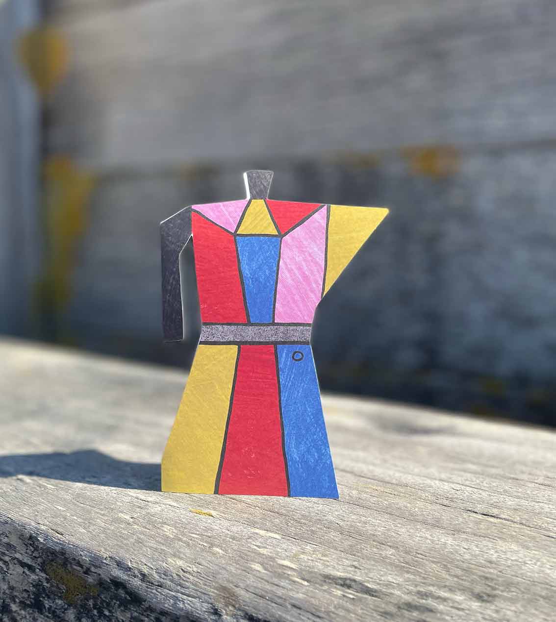 Colour Block Coffee Pot Shaped Greeting Card
