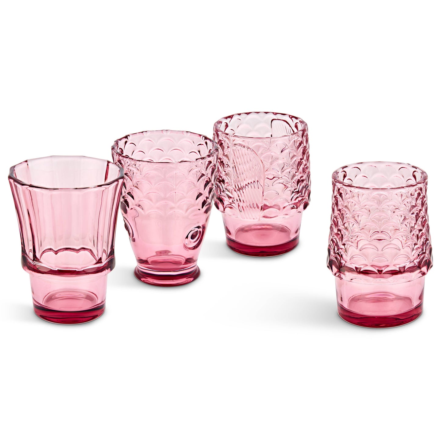 Fish Stacking Drinking Glass - Set of 4 Pink