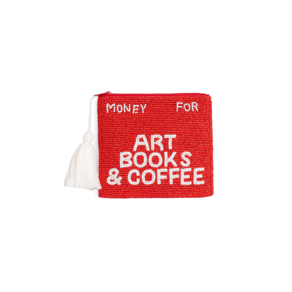 Helio Ferretti Medium Pouch Arts Books & Coffee Beaded Pouch