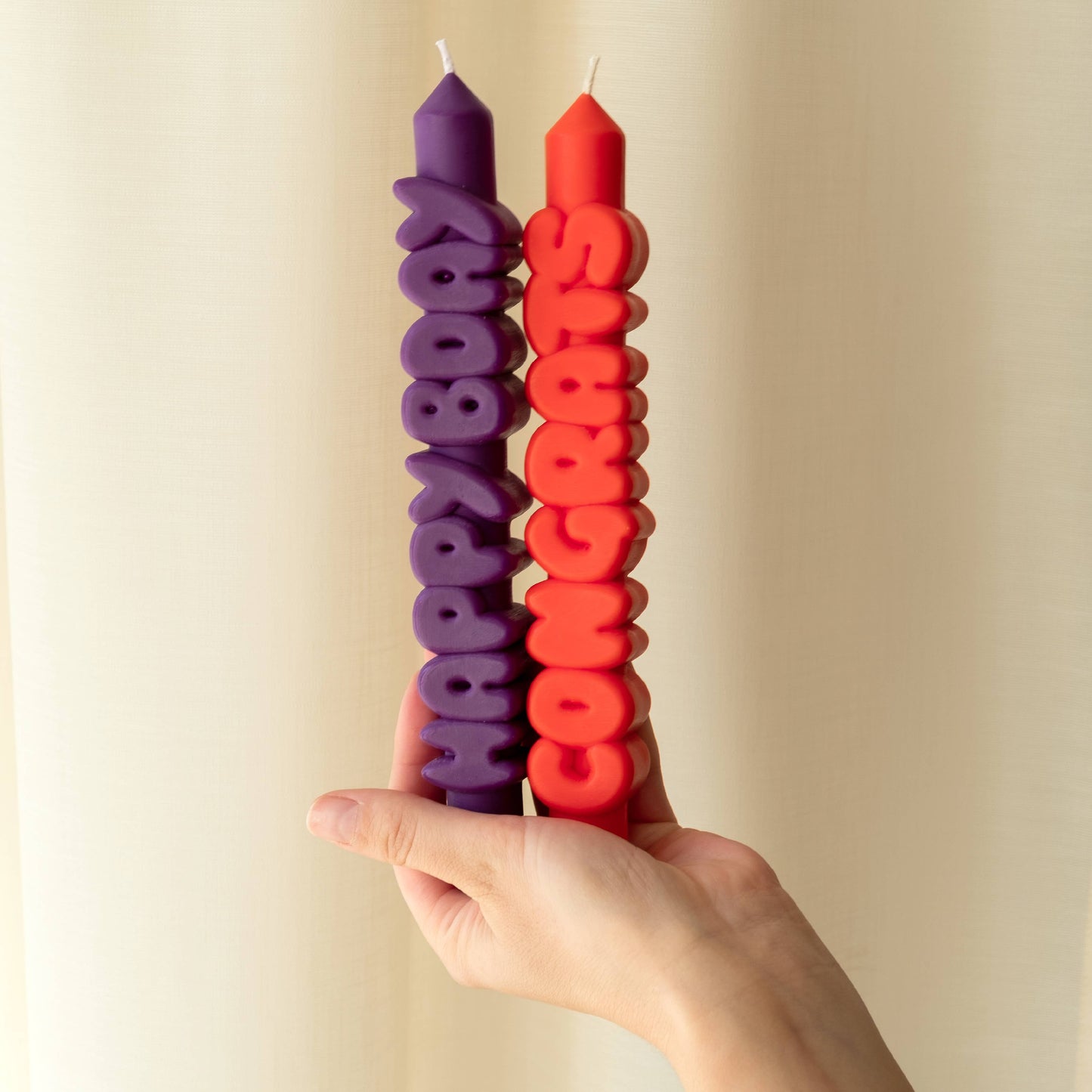 CandleHand Taper Candle Set | Happy Birthday Indigo & Orange