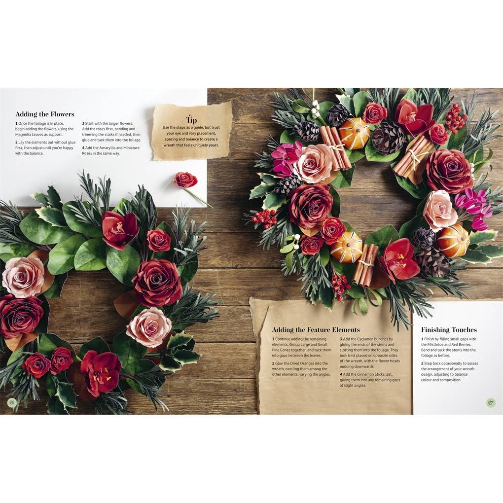 The Bouquet in a Book Christmas Wreath: Pre-punched pages to press out and make