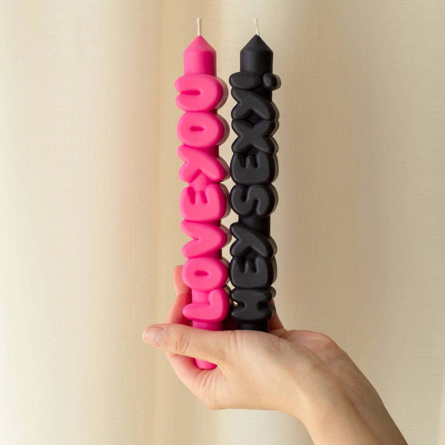 CandleHand Taper Candle Set | Sweet Talk Black & Pink