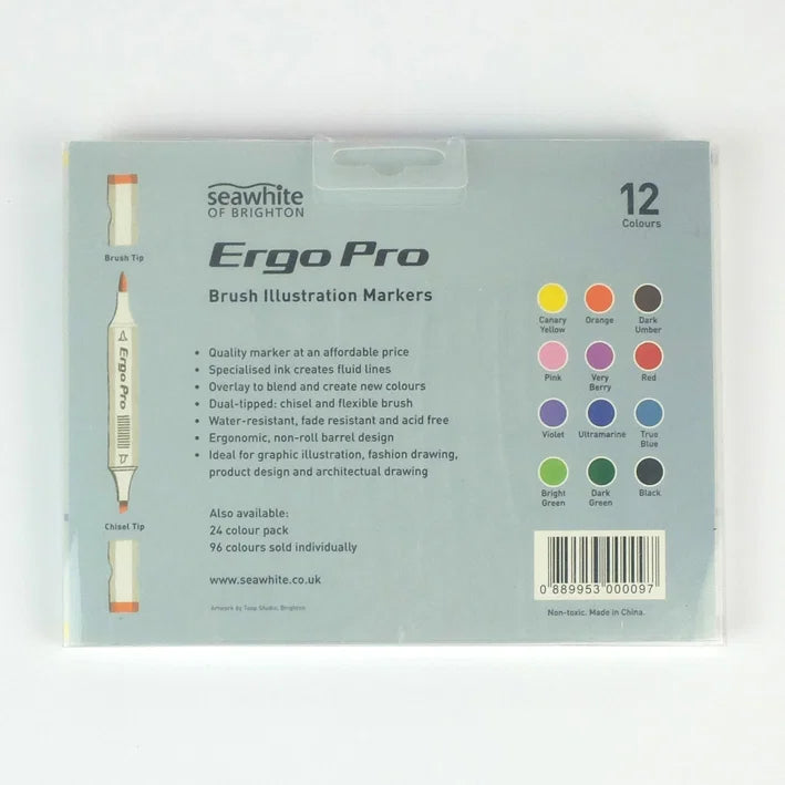 Ergo Pro Illustration Markers Set of 12 Assorted Colours