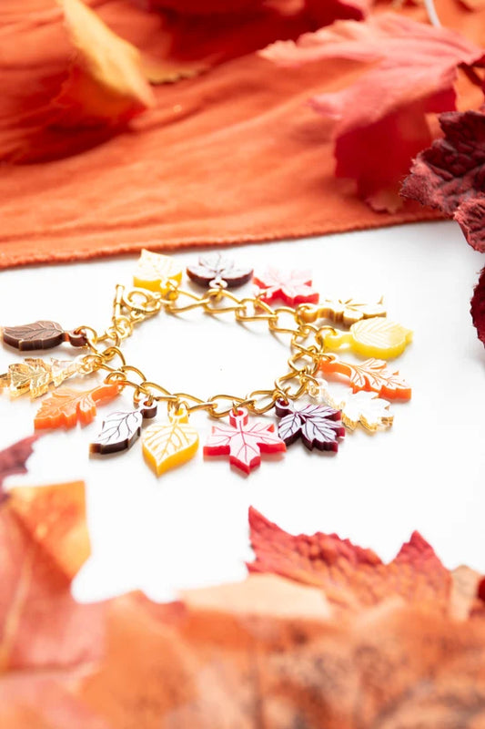 Autumn Leaves Rainbow Charm Bracelet