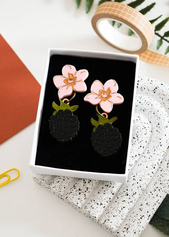 Blackberries Statement Earrings- Pink Matte