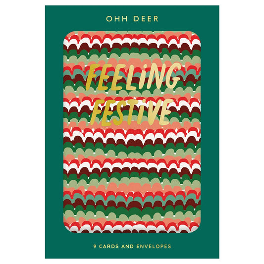 Festive Patterns Pack of 9 Christmas Cards