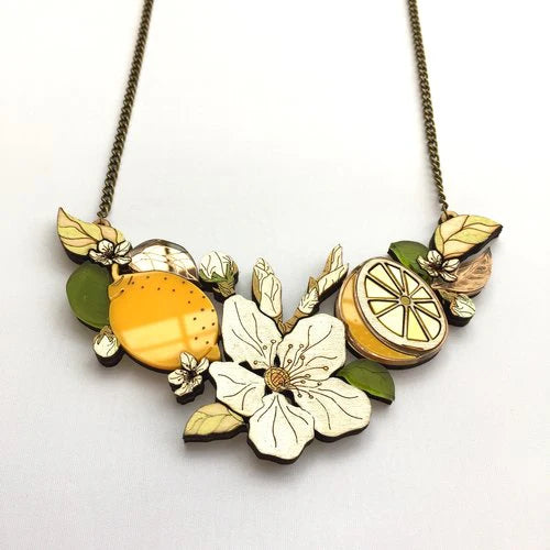 St Clements- lemon blossom statement necklace