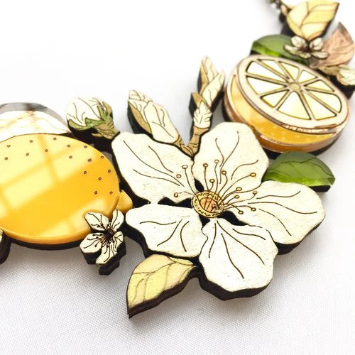 St Clements- lemon blossom statement necklace