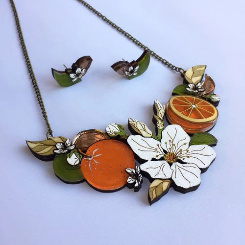 St Clements- orange blossom statement necklace