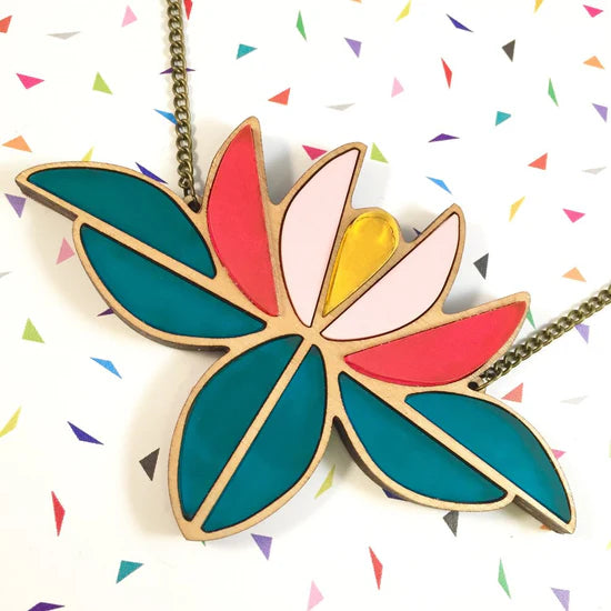 Linda Lotus Lily Statement Necklace