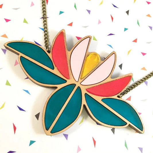Linda Lotus Lily Statement Necklace