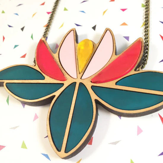 Linda Lotus Lily Statement Necklace