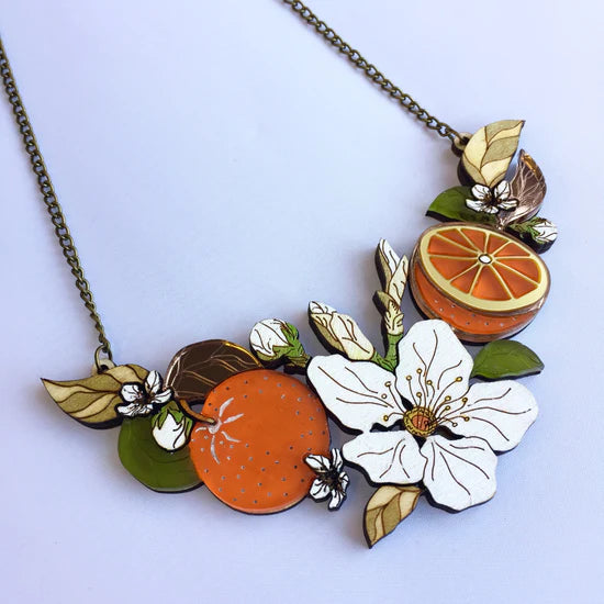 St Clements- orange blossom statement necklace
