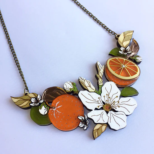 St Clements- orange blossom statement necklace