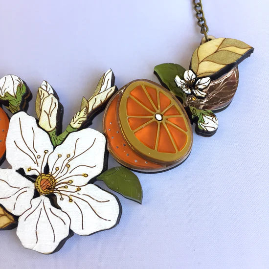 St Clements- orange blossom statement necklace