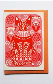 Orange & ink Cat Card by Karoline Rerrie