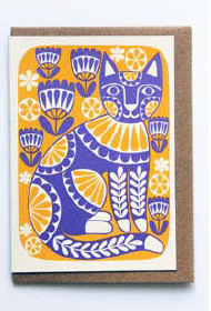 Purple Cat Card by Karoline Rerrie