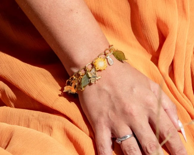 Sunflower & Honeybee Charm Bracelet