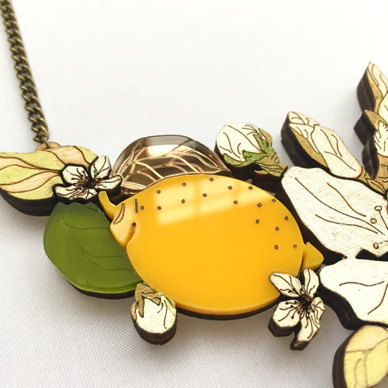 St Clements- lemon blossom statement necklace