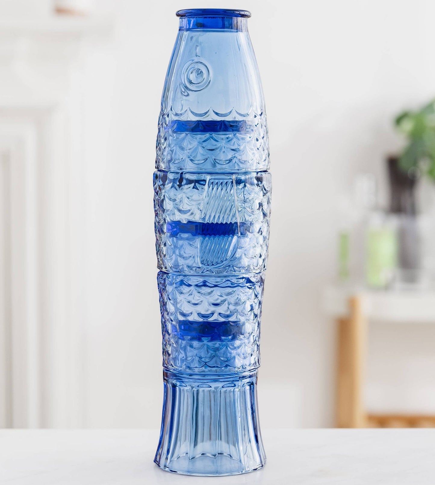 Fish Stacking Drinking Glass - Set of 4 - Blue