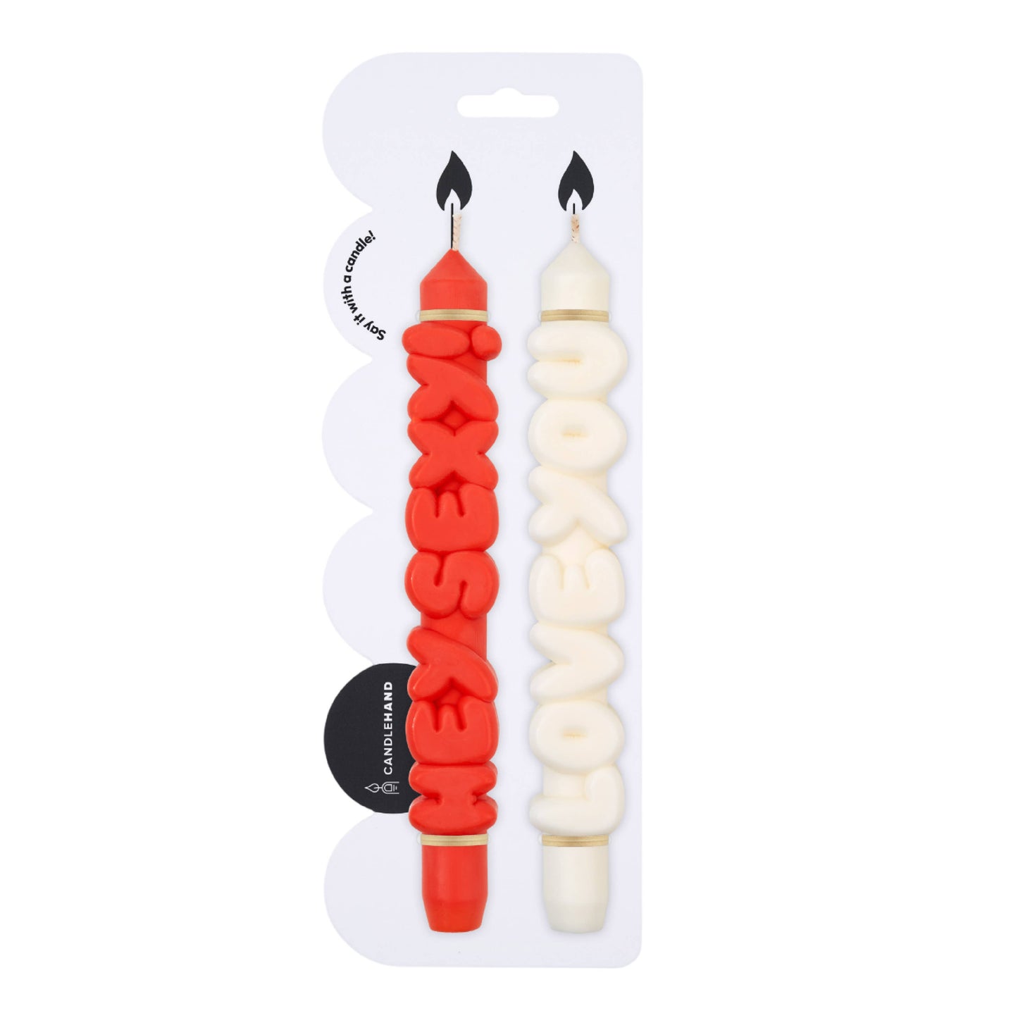 CandleHand Taper Candle Set | Sweet Talk Orange & White