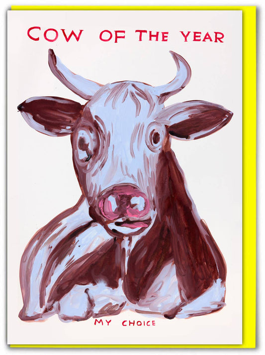 Funny Greetings Card - Cow Of The Year by David Shrigley