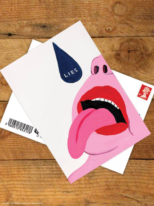 Funny A6 Art Postcard By David Shrigley - Lies