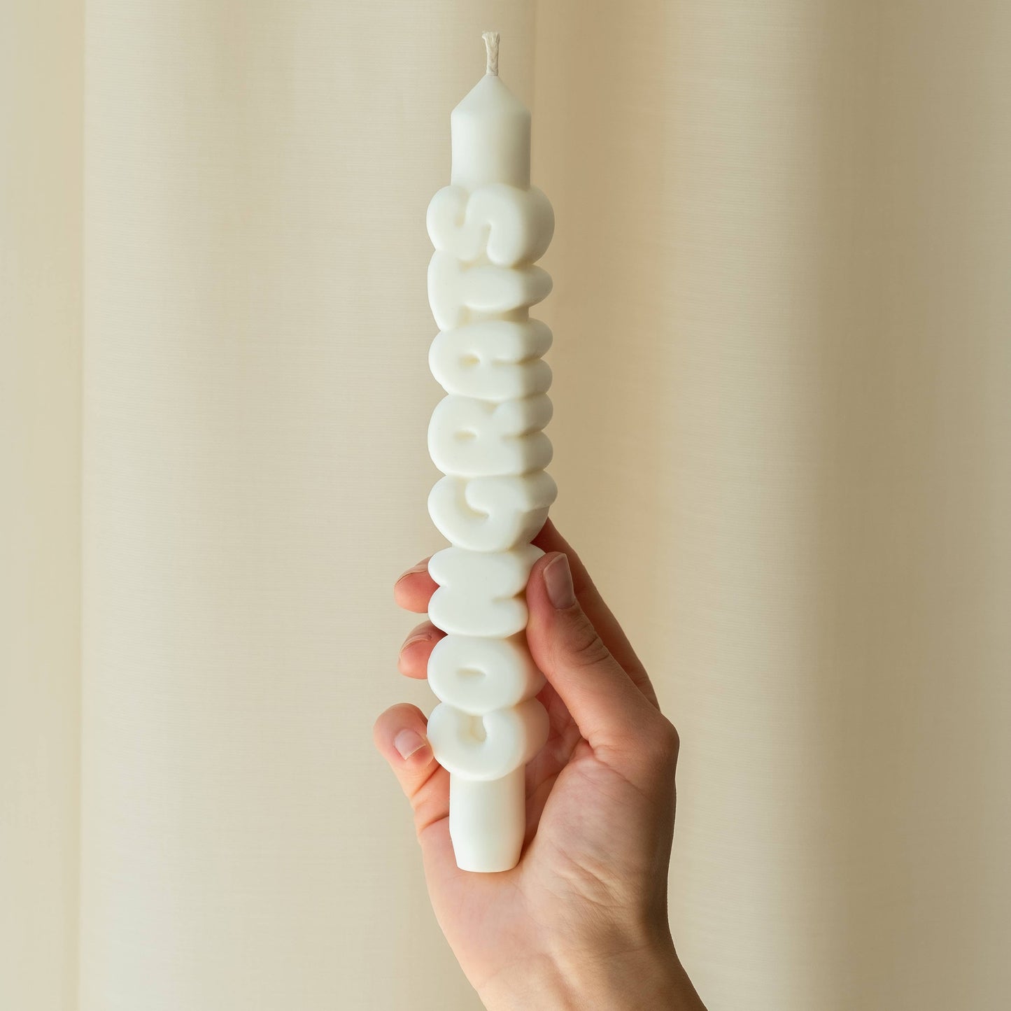 CandleHand Taper candle - CONGRATS - White