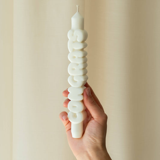 CandleHand Taper candle - CONGRATS - White