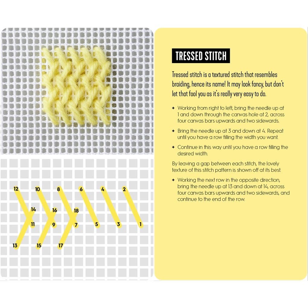 Needlepoint: A modern stitch directory in 50 cards