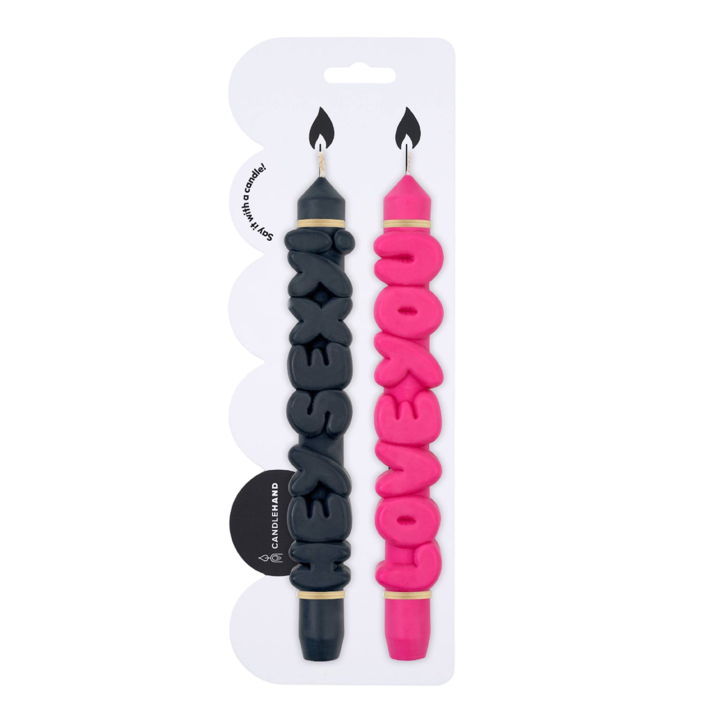 CandleHand Taper Candle Set | Sweet Talk Black & Pink