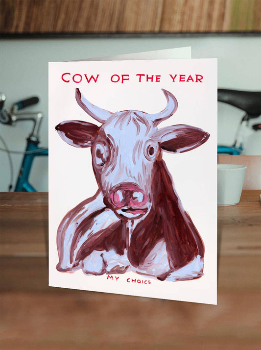 Funny Greetings Card - Cow Of The Year by David Shrigley