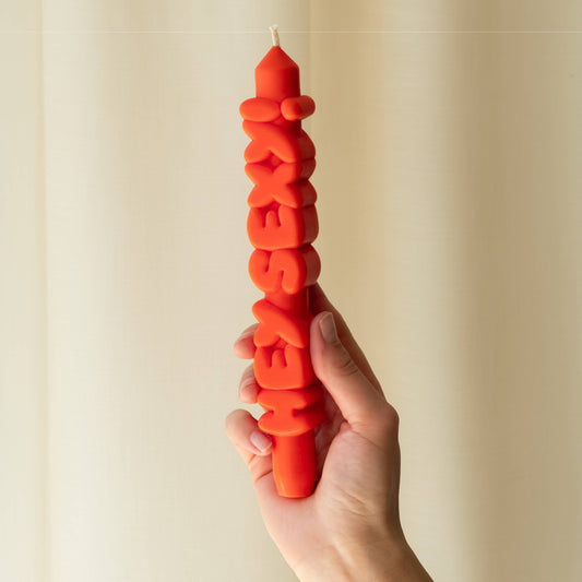 CandleHand Taper candle - HEY SEXY! - Orange