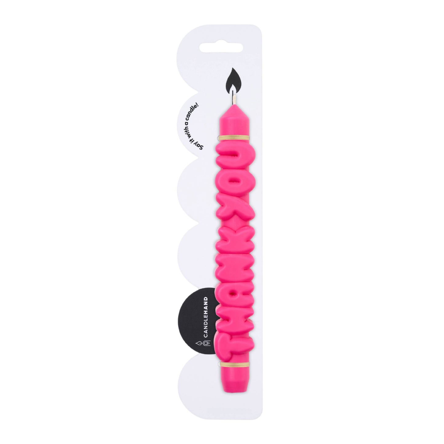 CandleHand Taper candle - THANK YOU - Pink