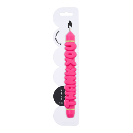 CandleHand Taper candle - THANK YOU - Pink