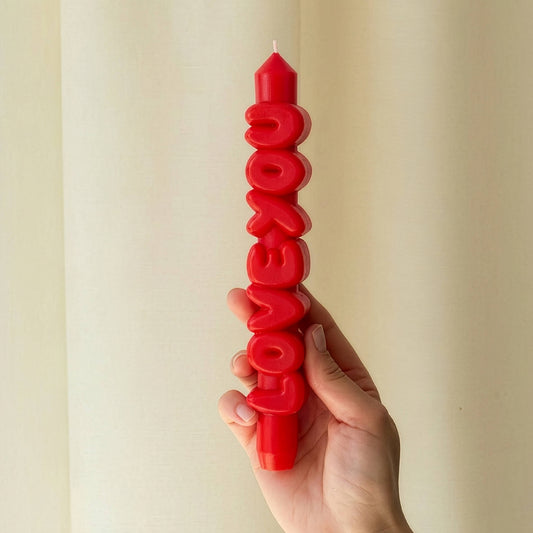 CandleHand Taper candle - LOVE YOU - Red