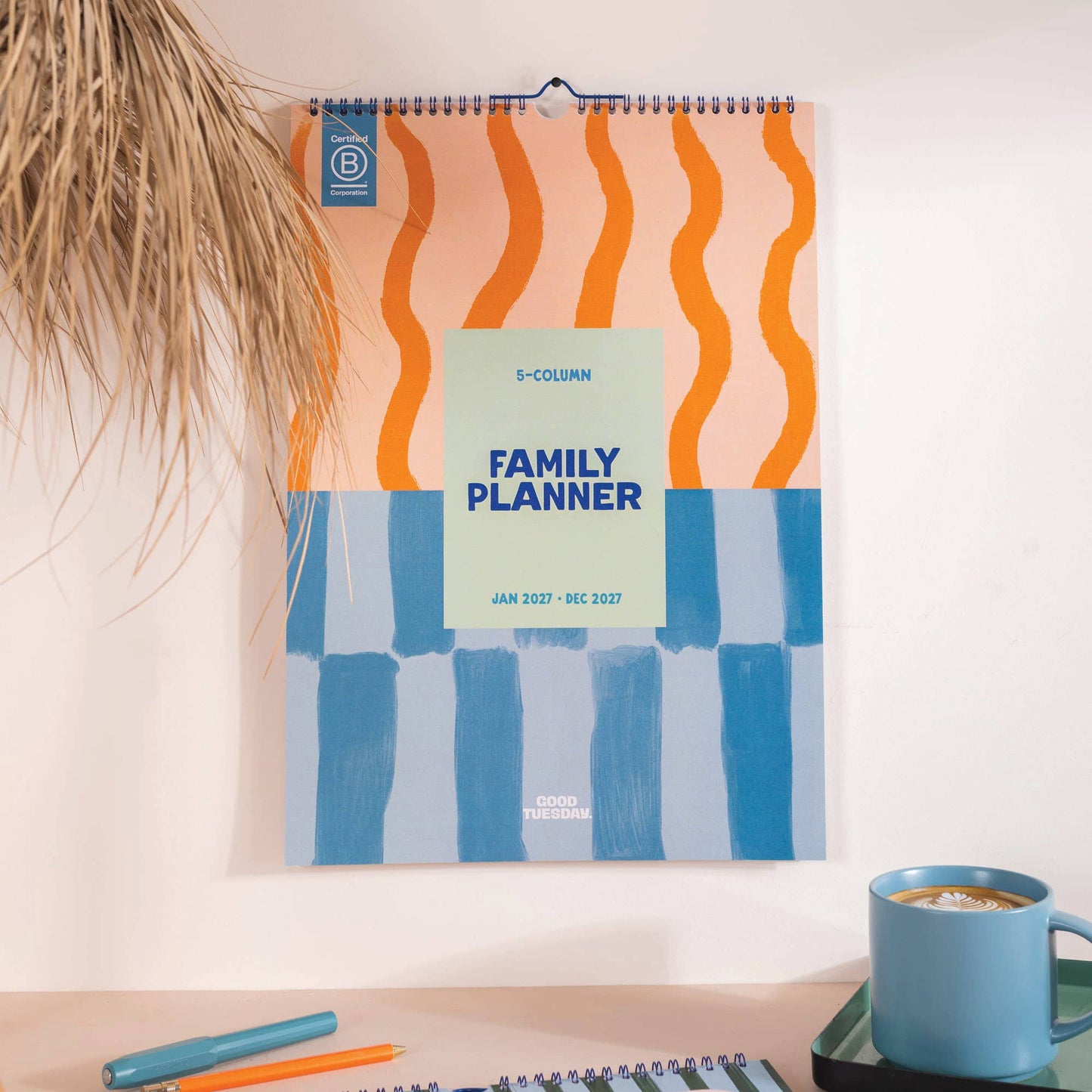 2027 A3 Family Wall Calendar | Coastal Stripe