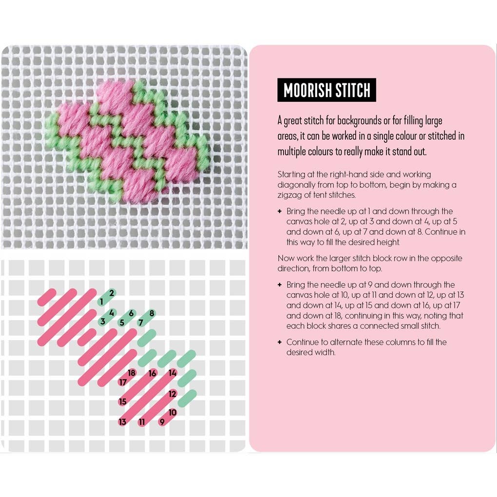 Needlepoint: A modern stitch directory in 50 cards