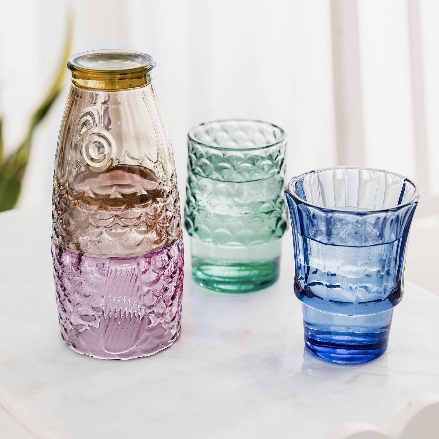Fish Stacking Drinking Glass - Set of 4 - Rainbow