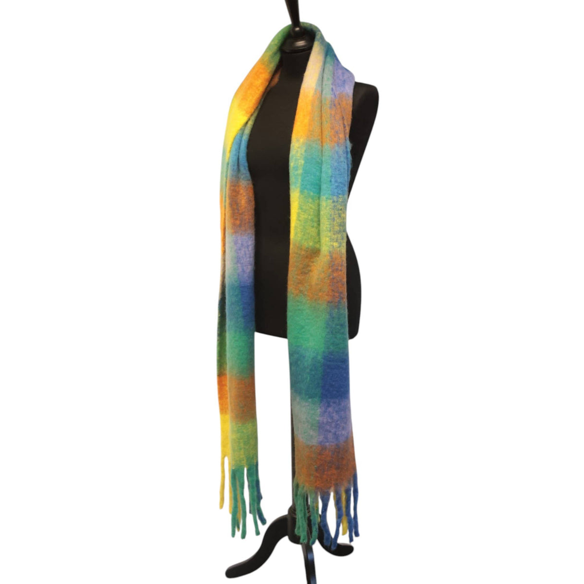 Blue’s, Greens & Yellow Check Chunky Winter Scarf SW860